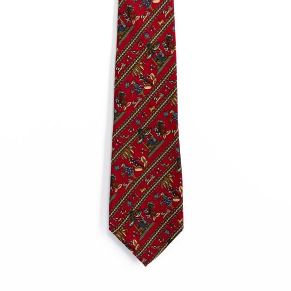 Salvatore Ferragamo Other - Salvatore Ferragamo Men's Designer Silk Necktie, Burgundy Red w Figural Design